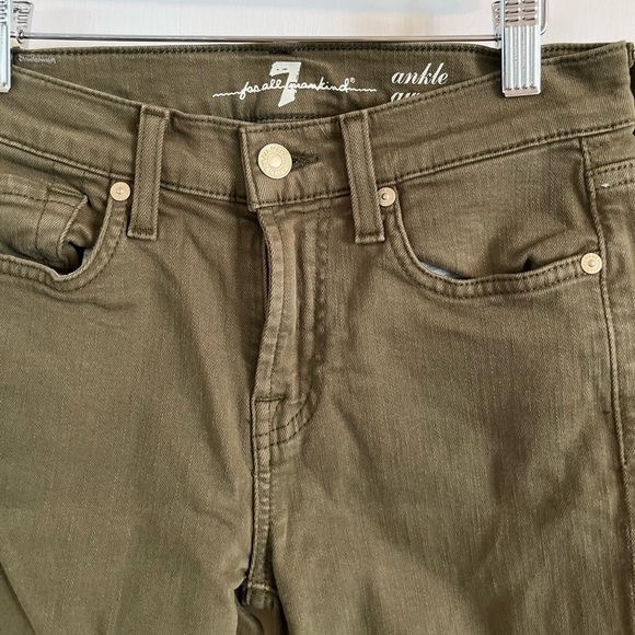 7 For All Mankind Gwenevere Women's Size 25 Olive Green Denim Ankle Skinny Jeans - Picture 2 of 7